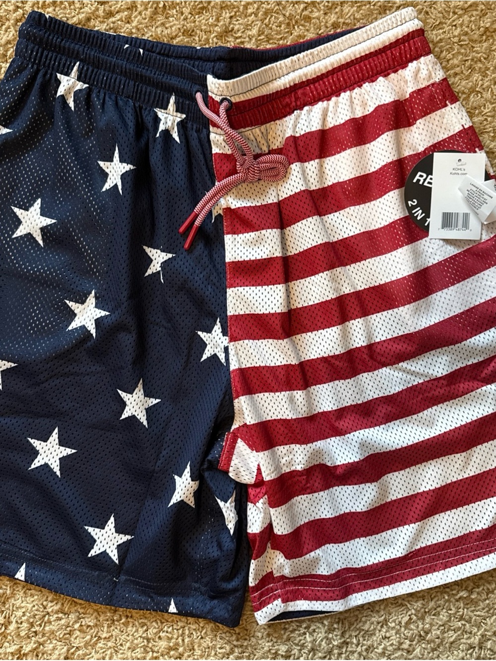 Men's Athletic Shorts in Red, White & Blue - Stars & Stripes
